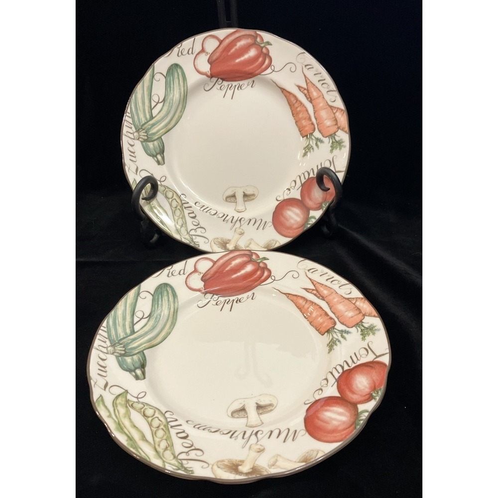 Franciscan Vegetable Medley Bread Plates Set of 2 VTG 1995 England 6 1/8 inch